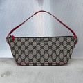 Gucci | Tom Ford Era GG Monogram Canvas Red Leather Trim Boat Pochette