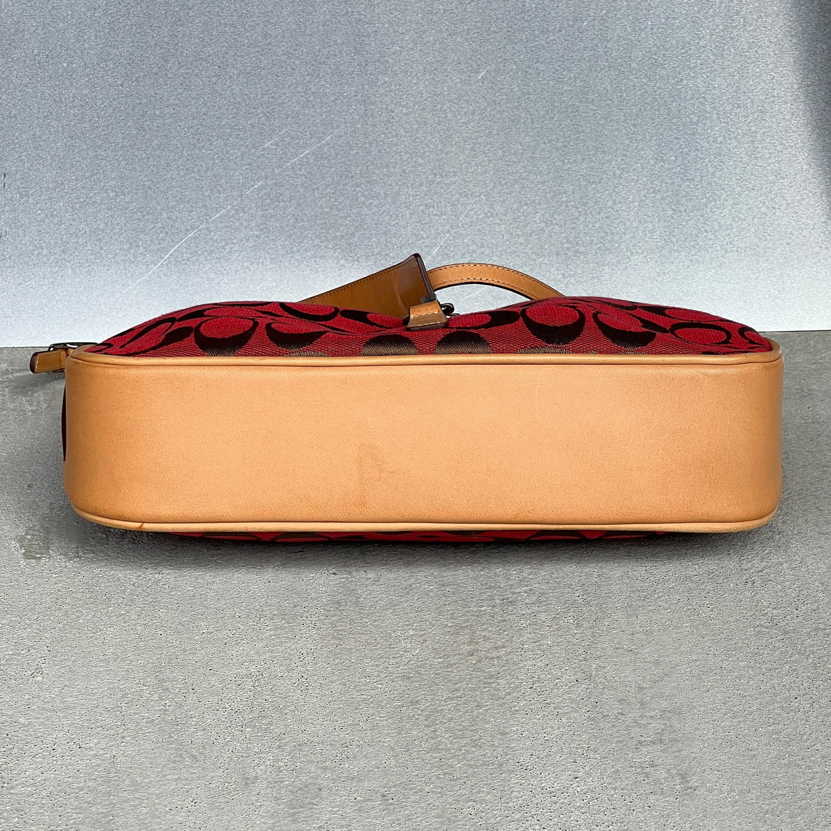 Coach | Y2K Cherry Red CC Monogram Fold-Over Buckle Clasp Structured Shoulder Bag