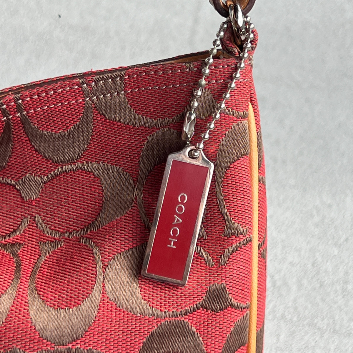 Coach | Y2K Cherry Red CC Monogram Fold-Over Buckle Clasp Structured Shoulder Bag