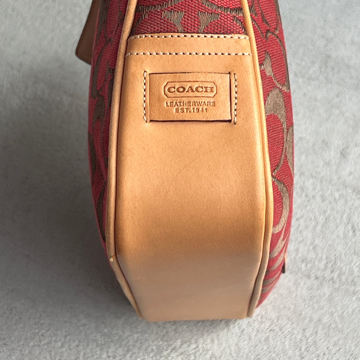 Coach | Y2K Cherry Red CC Monogram Fold-Over Buckle Clasp Structured Shoulder Bag