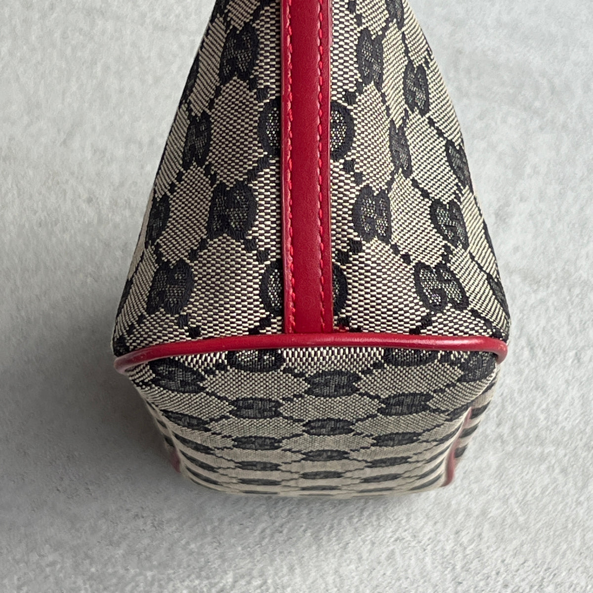 Gucci | Tom Ford Era GG Monogram Canvas Red Leather Trim Boat Pochette