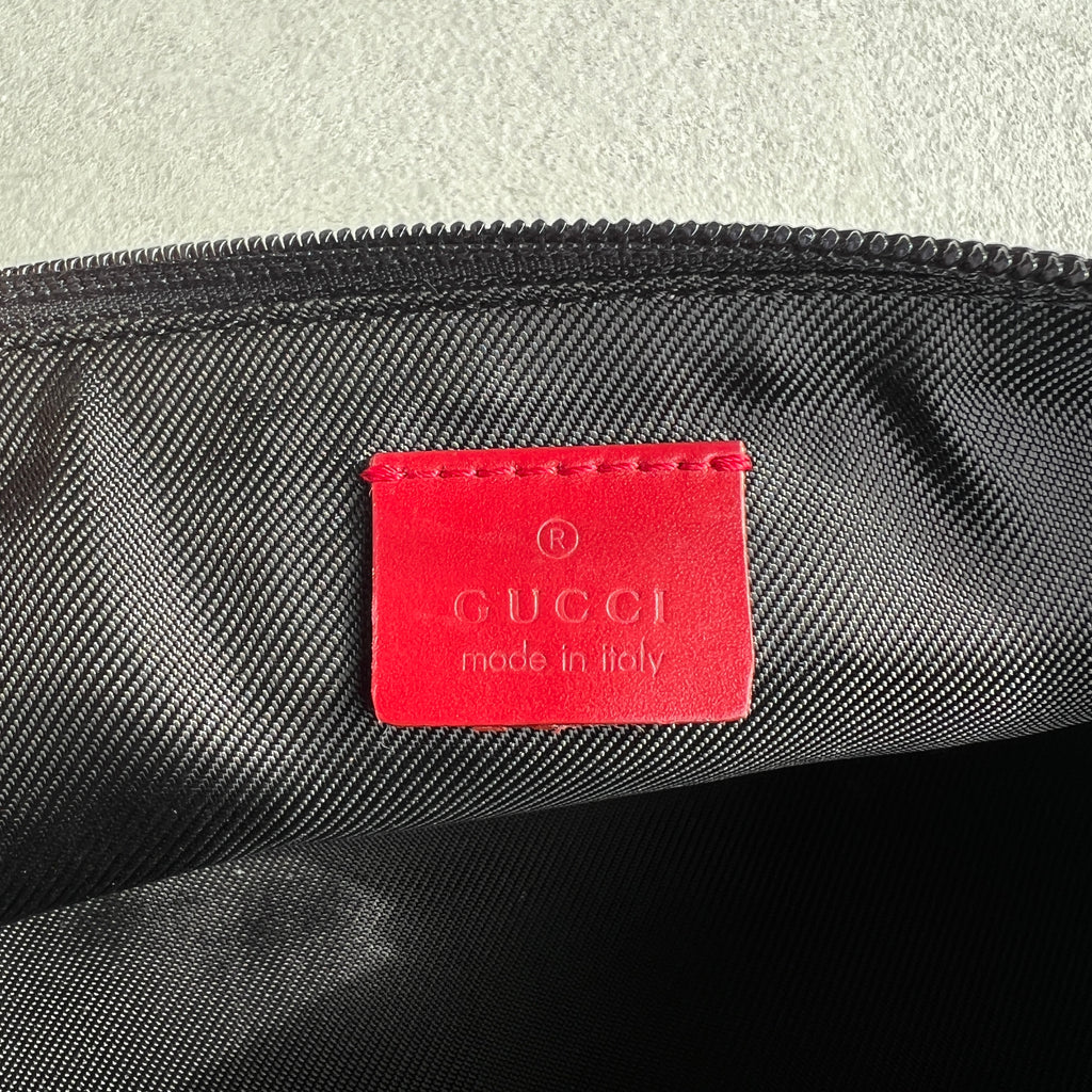 Gucci | Tom Ford Era GG Monogram Canvas Red Leather Trim Boat Pochette