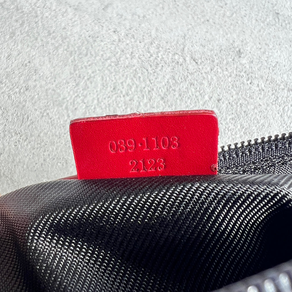 Gucci | Tom Ford Era GG Monogram Canvas Red Leather Trim Boat Pochette