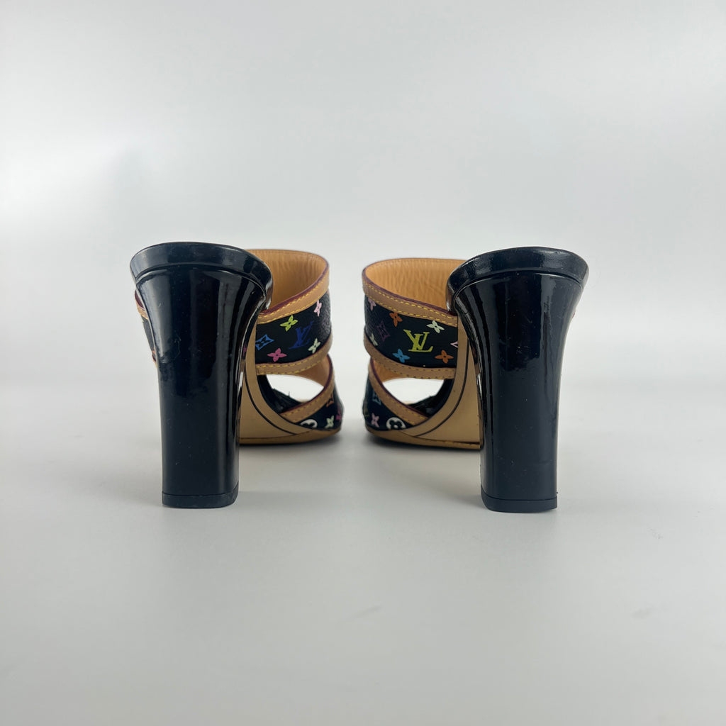 Louis Vuitton | Murakami Black Multicolor Canvas Leather Slide Mules (36.5)