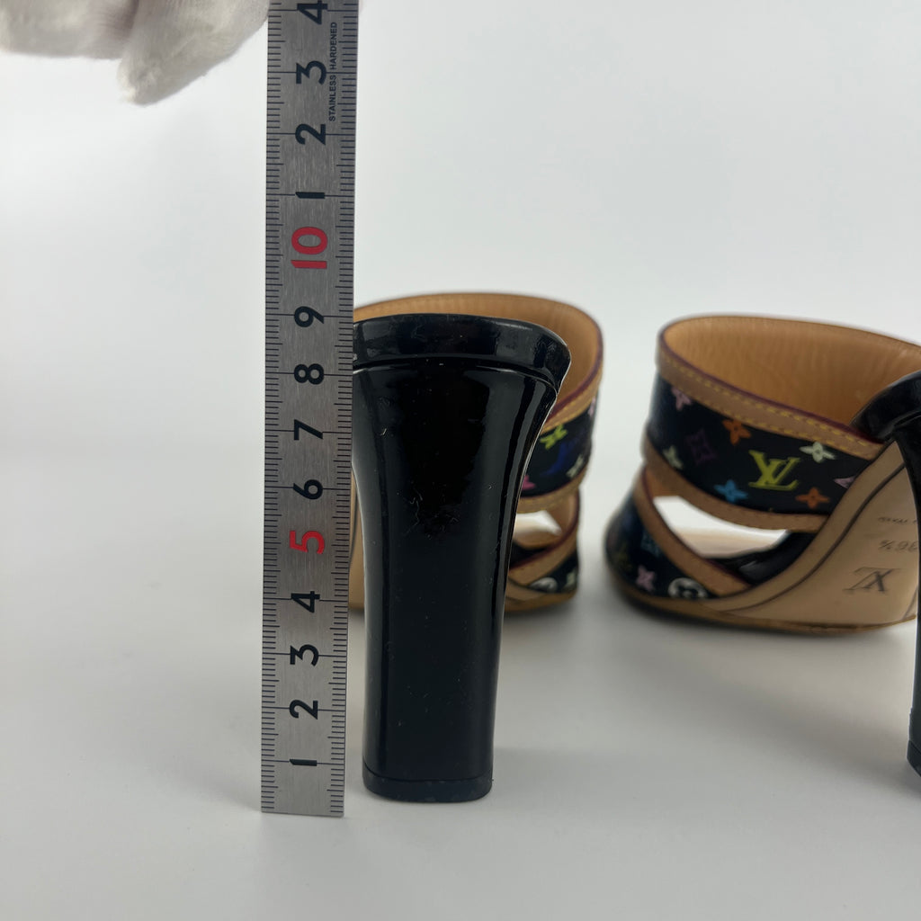 Louis Vuitton | Murakami Black Multicolor Canvas Leather Slide Mules (36.5)