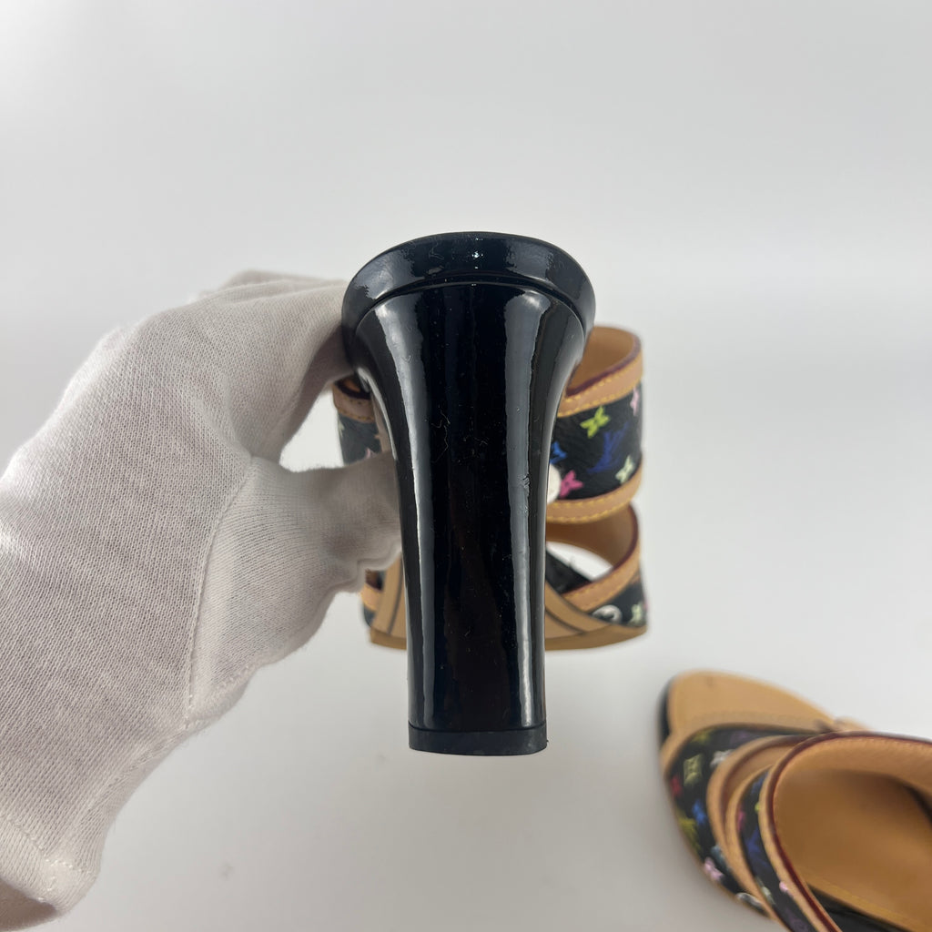 Louis Vuitton | Murakami Black Multicolor Canvas Leather Slide Mules (36.5)