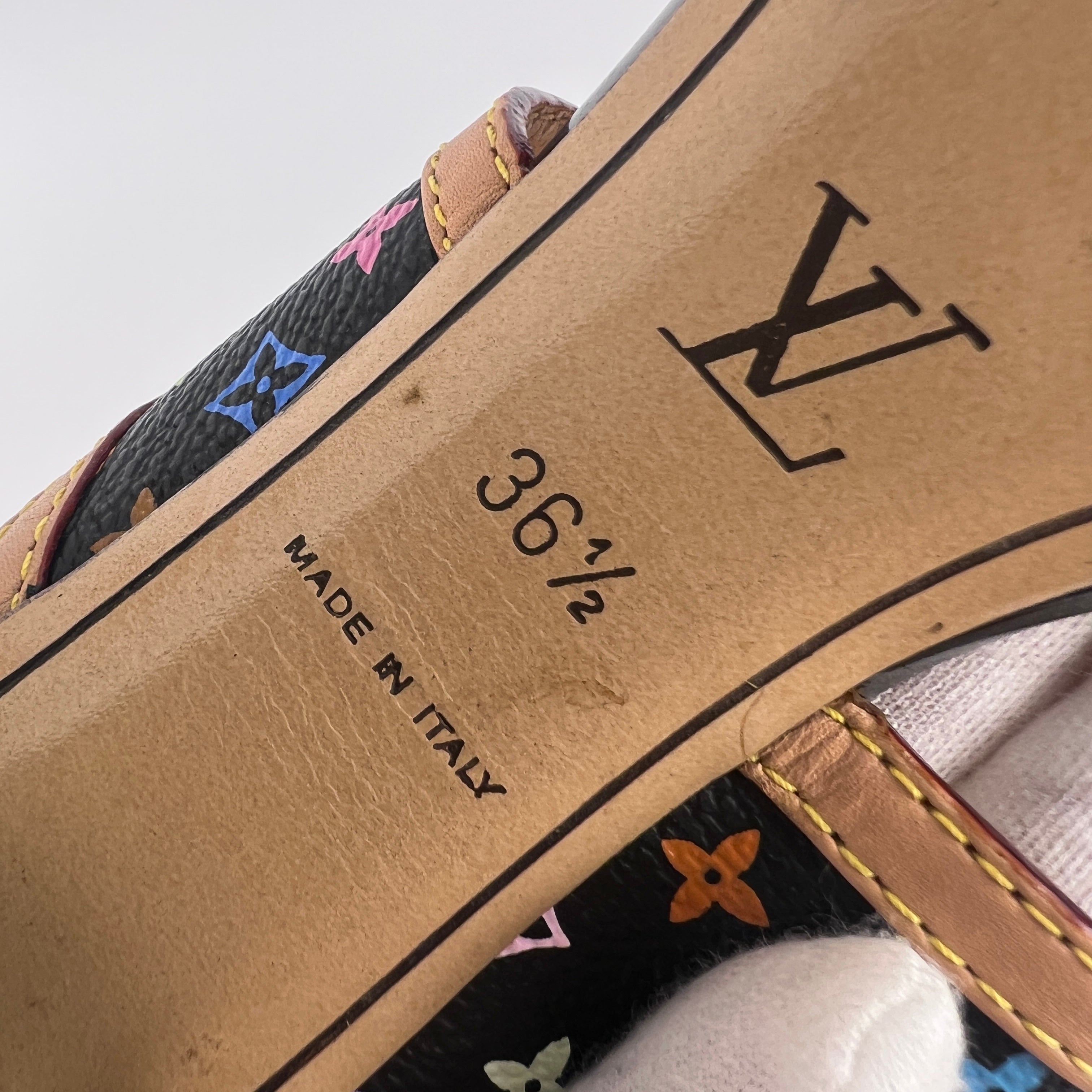 Louis Vuitton | Murakami Black Multicolor Canvas Leather Slide Mules (36.5)