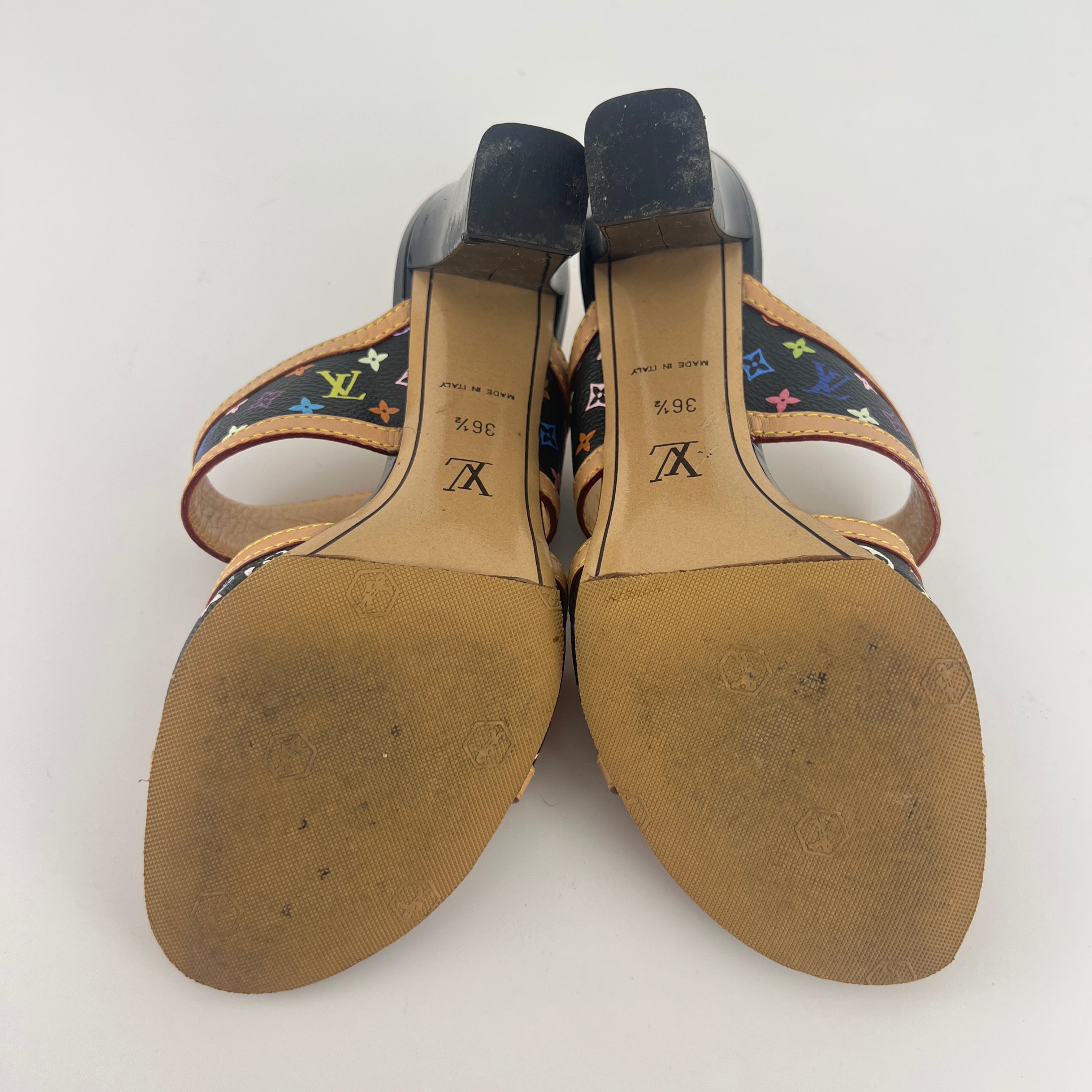 Louis Vuitton | Murakami Black Multicolor Canvas Leather Slide Mules (36.5)