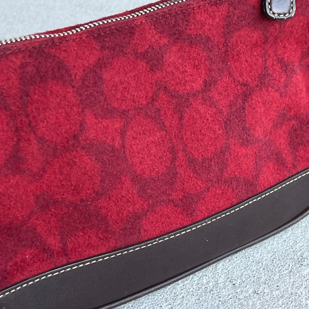 Coach | Rare Y2K Cherry Red Jacquard CC Monogram Signature Shoulder Bag