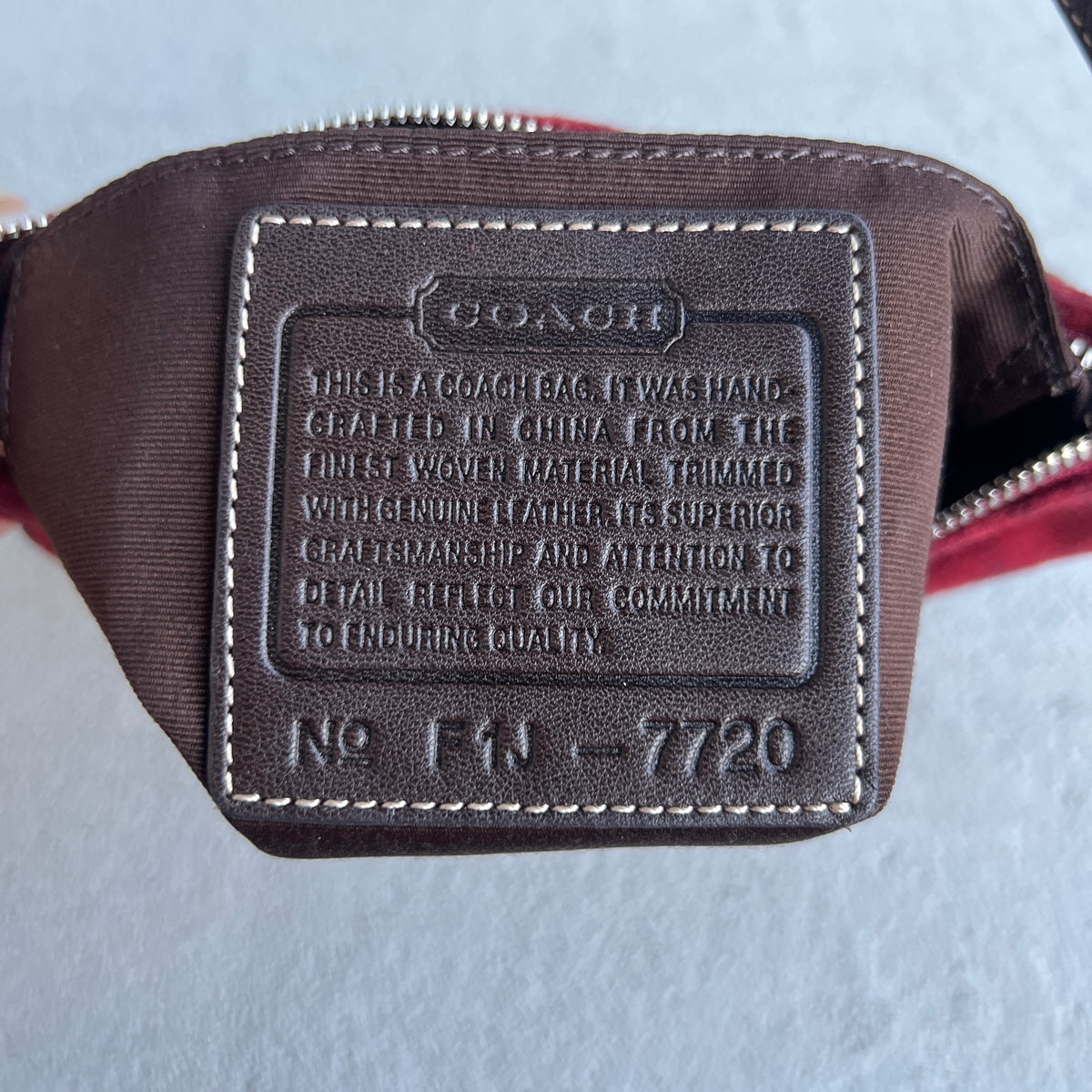 Coach | Rare Y2K Cherry Red Jacquard CC Monogram Signature Shoulder Bag