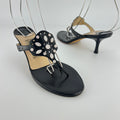 Jimmy Choo | Vintage Black Leather Thong White Stone Sandal Slide (35.5)