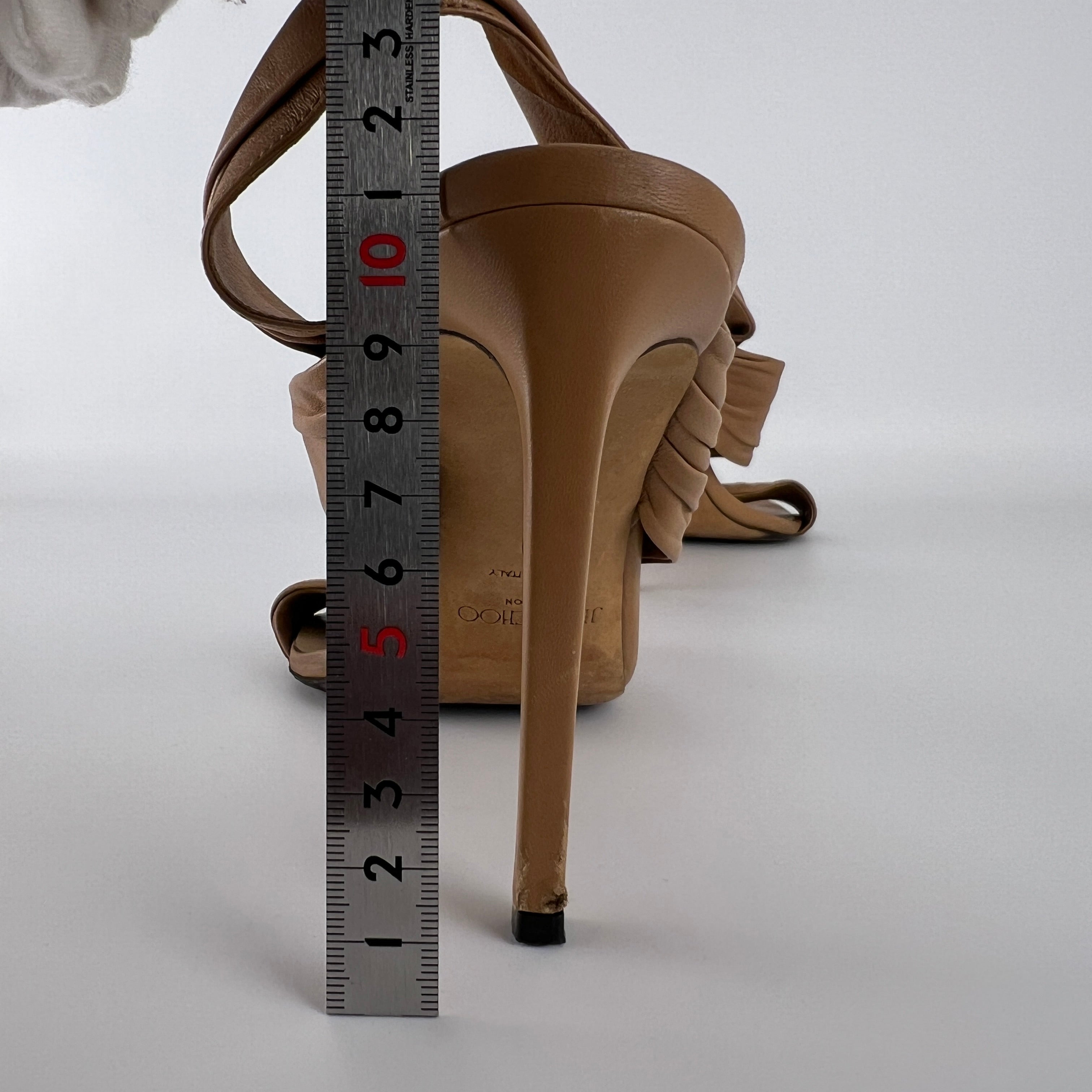 Jimmy Choo | Tan Camel Leather Wrap Slingback Stiletto Sandal Heels (40)