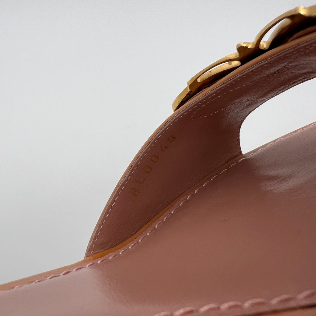 Louis Vuitton | Nude Pink Butterfly Logo Patent Leather Mules Unworn (35.5)