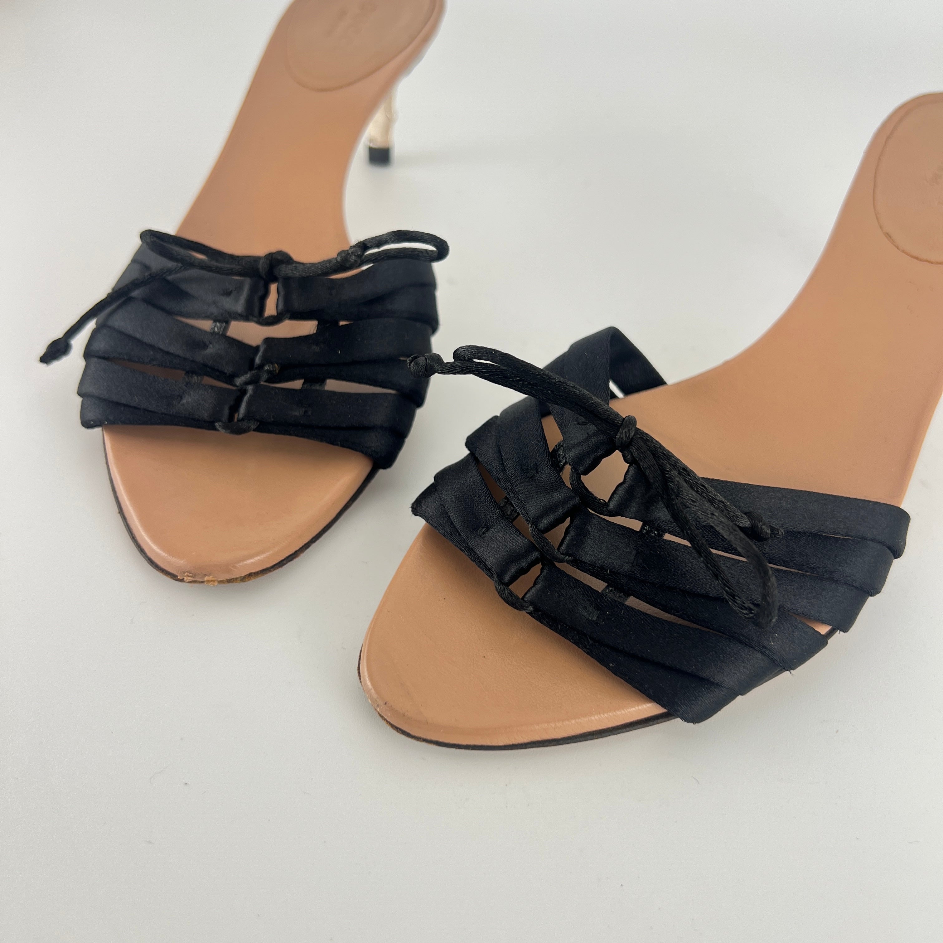 Gucci Black | S/S2004 Tom Ford Era Black Satin Corset Gold Bamboo Mules (36)