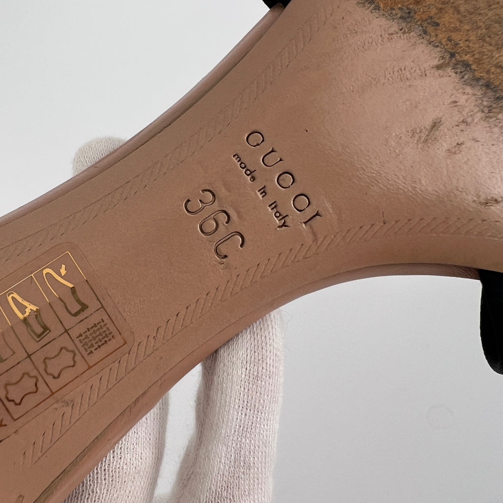 Gucci Black | S/S2004 Tom Ford Era Black Satin Corset Gold Bamboo Mules (36)