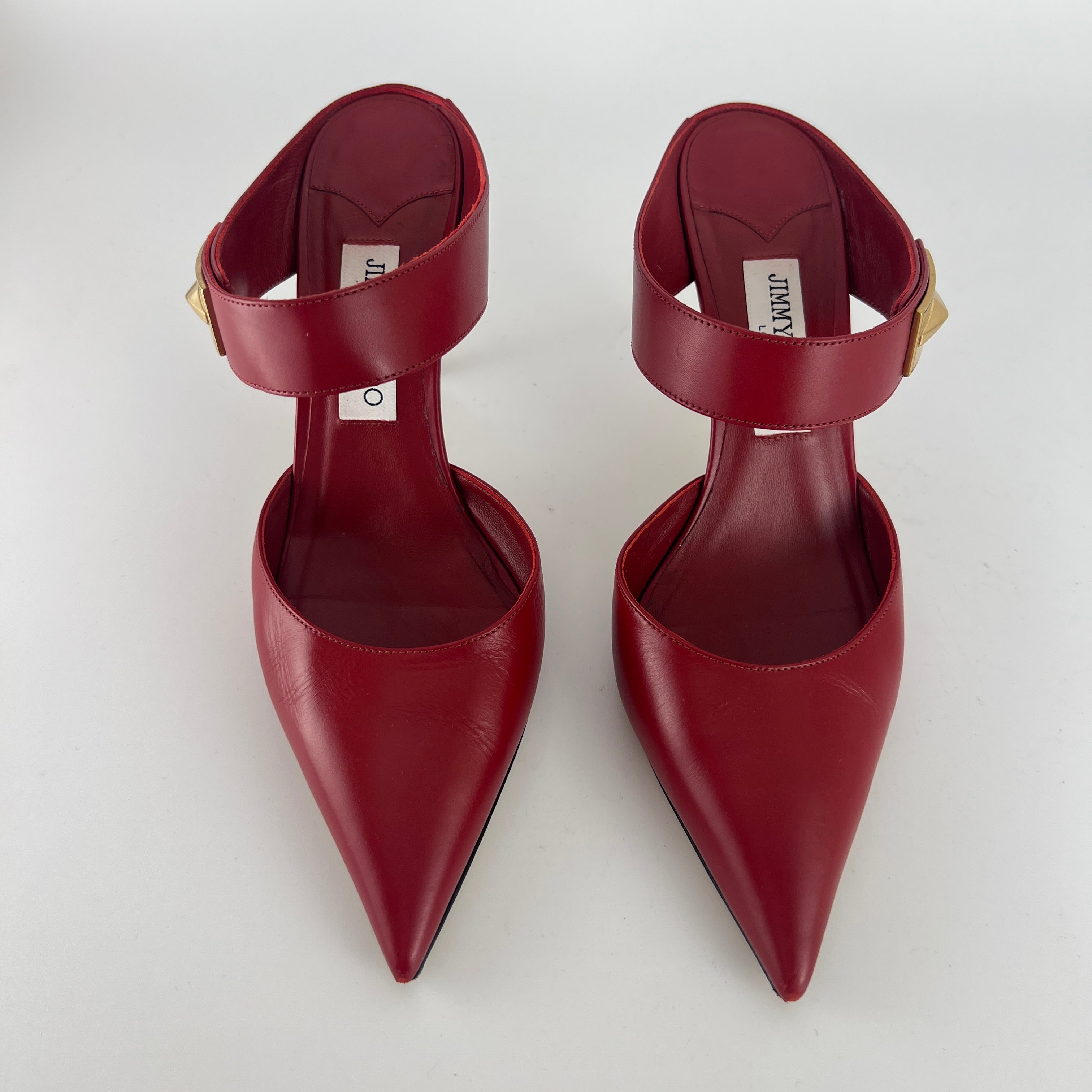 Jimmy Choo | Smokey Red Leather Pointed Toe Slide Mule (39)