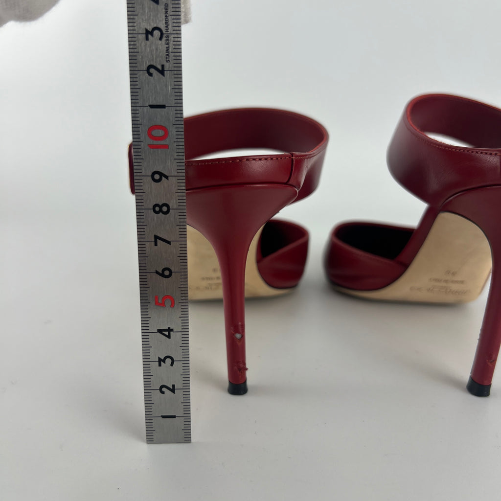 Jimmy Choo | Smokey Red Leather Pointed Toe Slide Mule (39)