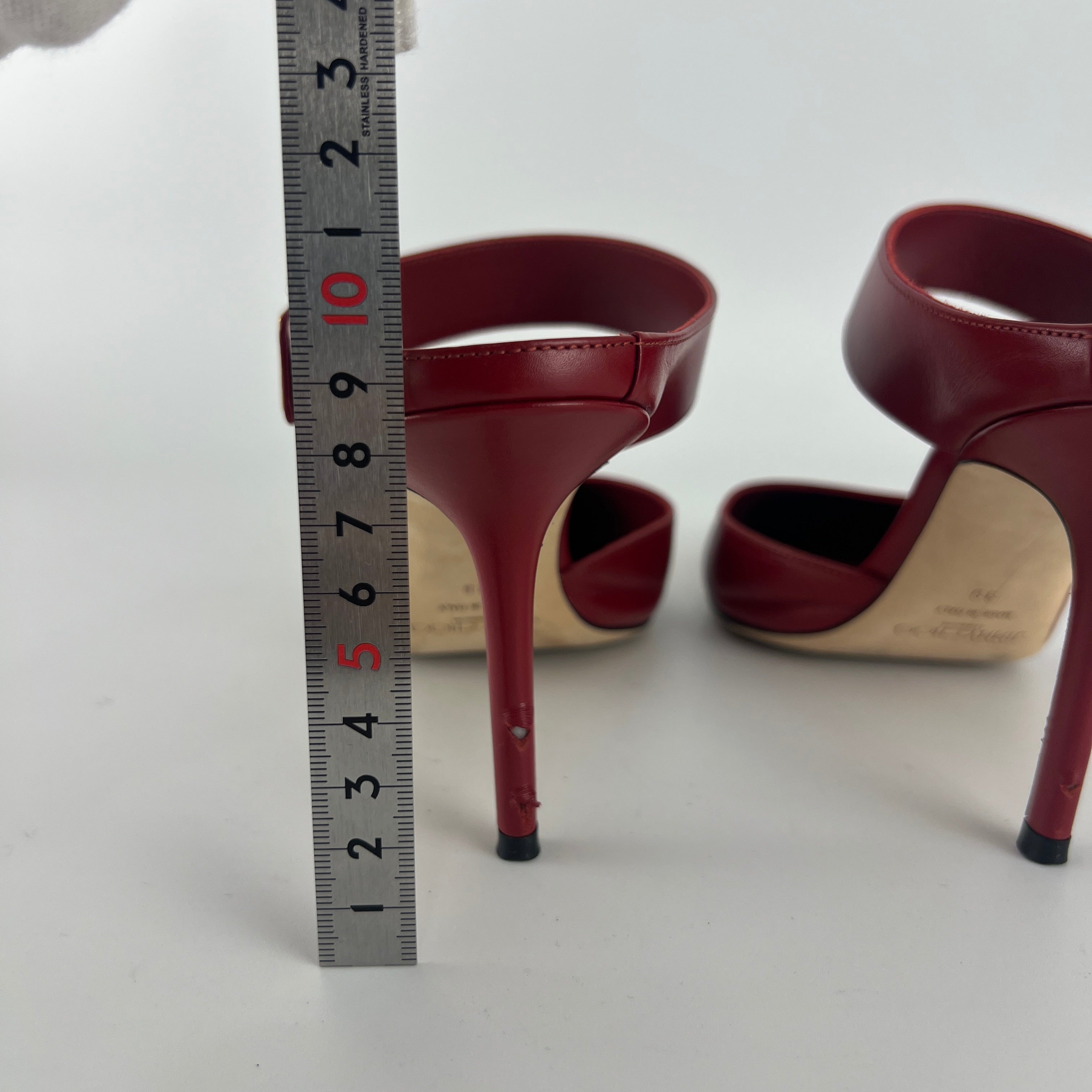 Jimmy Choo | Smokey Red Leather Pointed Toe Slide Mule (39)