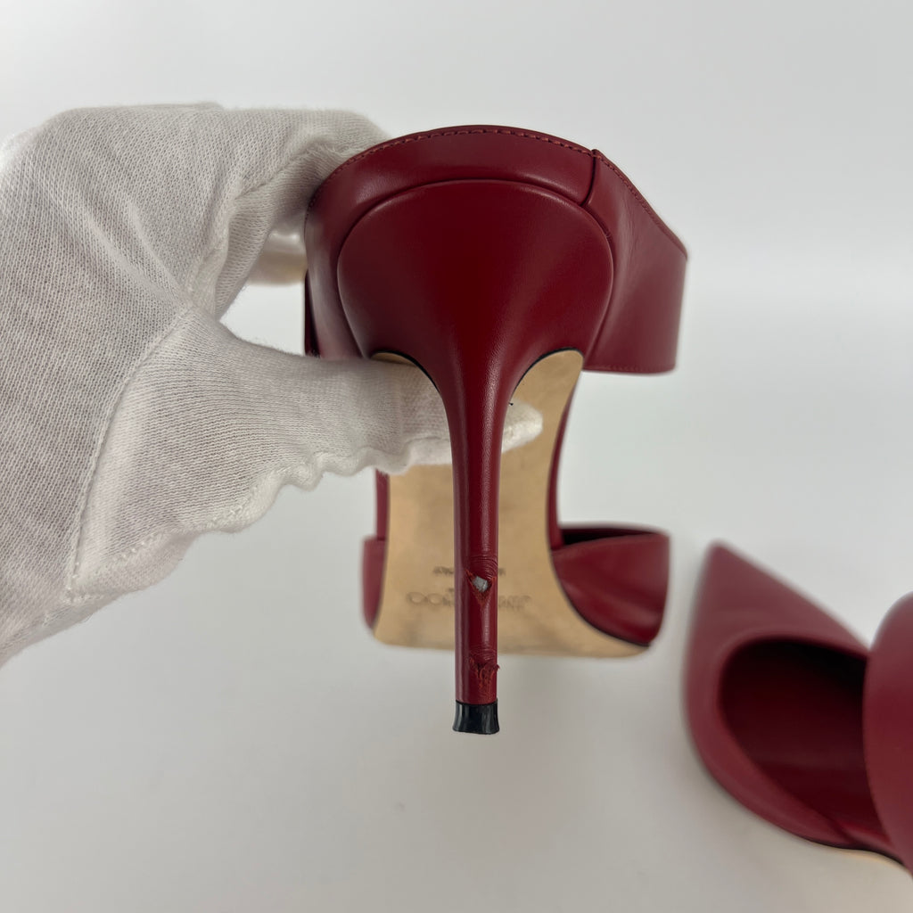 Jimmy Choo | Smokey Red Leather Pointed Toe Slide Mule (39)