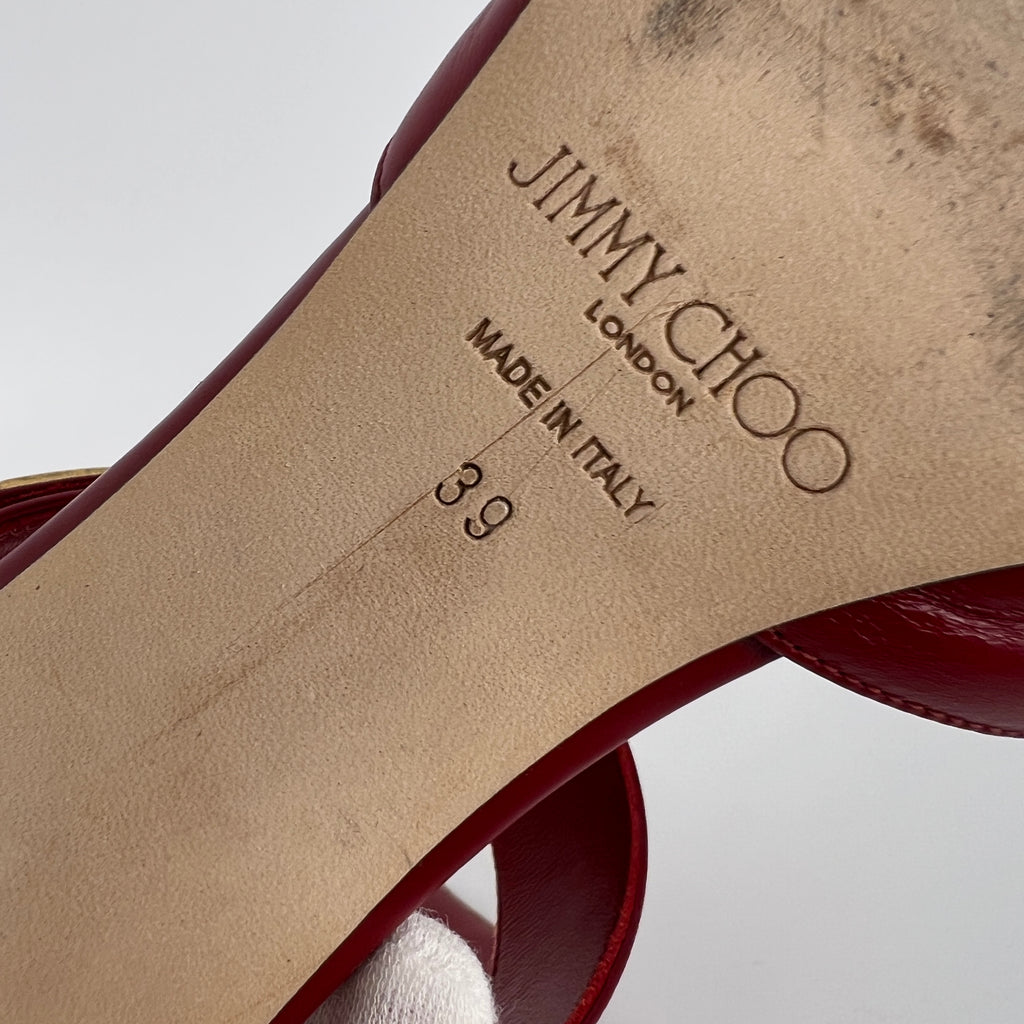 Jimmy Choo | Smokey Red Leather Pointed Toe Slide Mule (39)