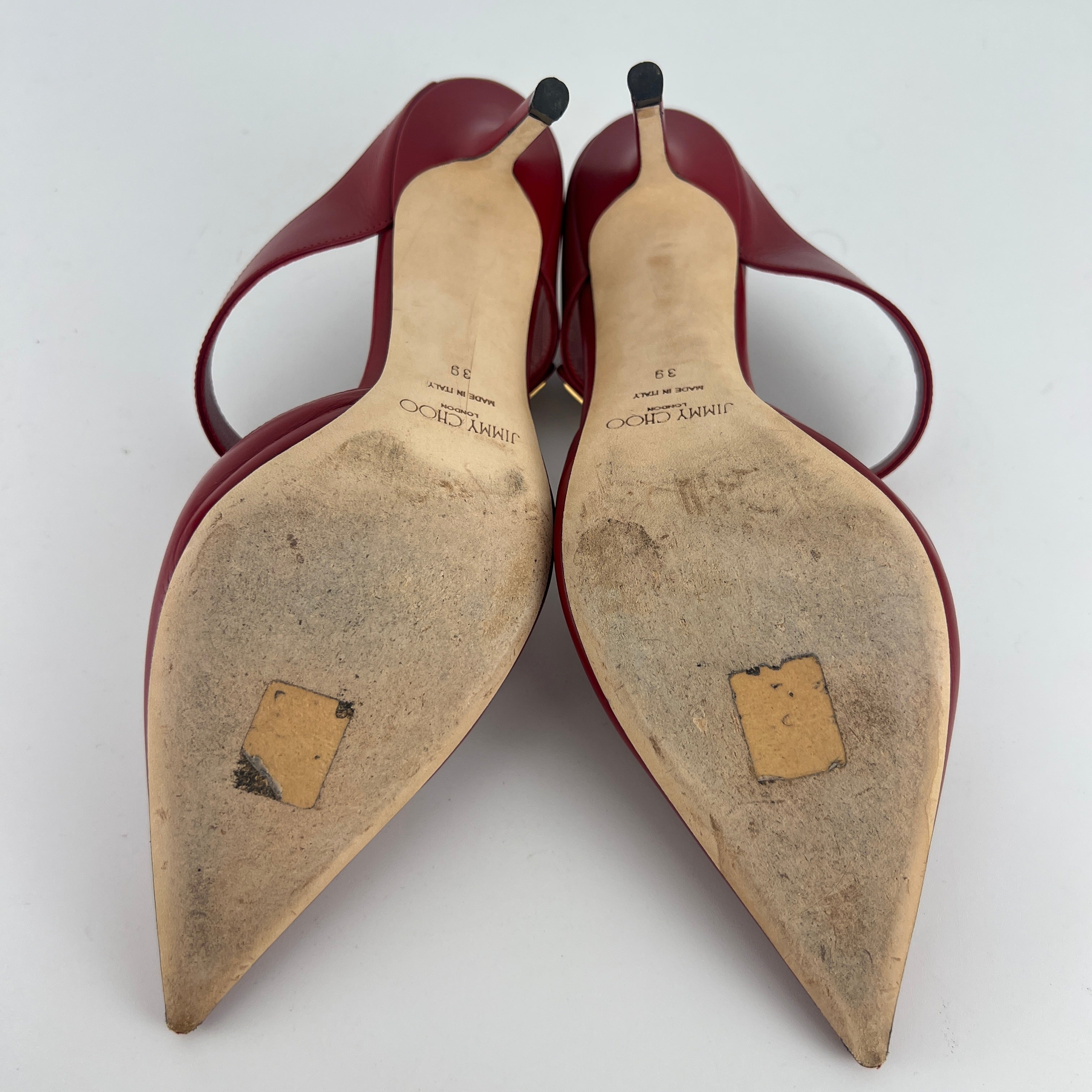 Jimmy Choo | Smokey Red Leather Pointed Toe Slide Mule (39)