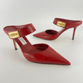 Jimmy Choo | Smokey Red Leather Pointed Toe Slide Mule (39)