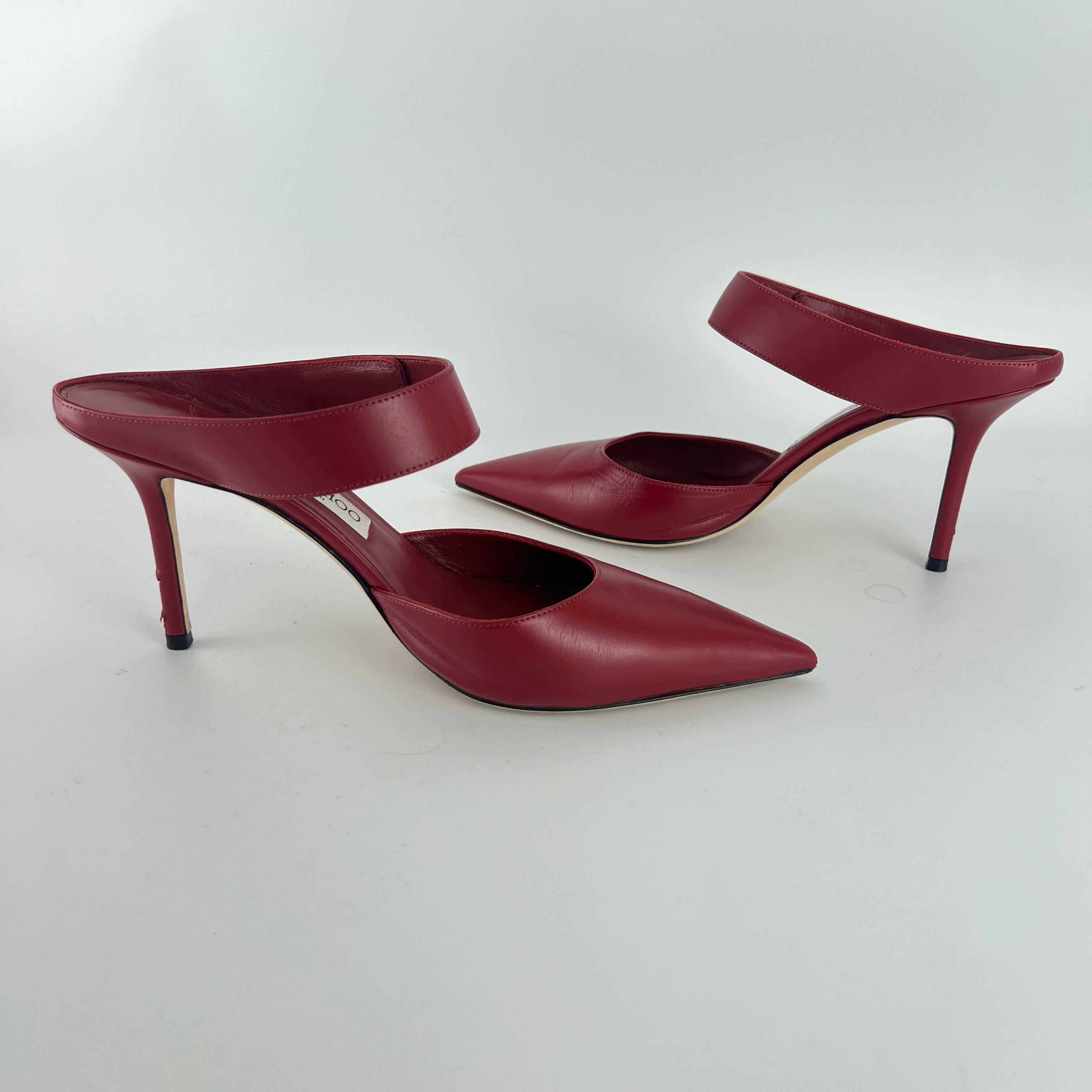 Jimmy Choo | Smokey Red Leather Pointed Toe Slide Mule (39)