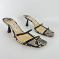 Jimmy Choo | Ria 65 Snake Embossed Gray Black Leather Slide Sandal Mule(39)