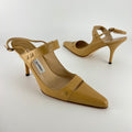 Manolo Blahnik | Vintage Nude Leather Pointed Toe Slingback Heels (39)