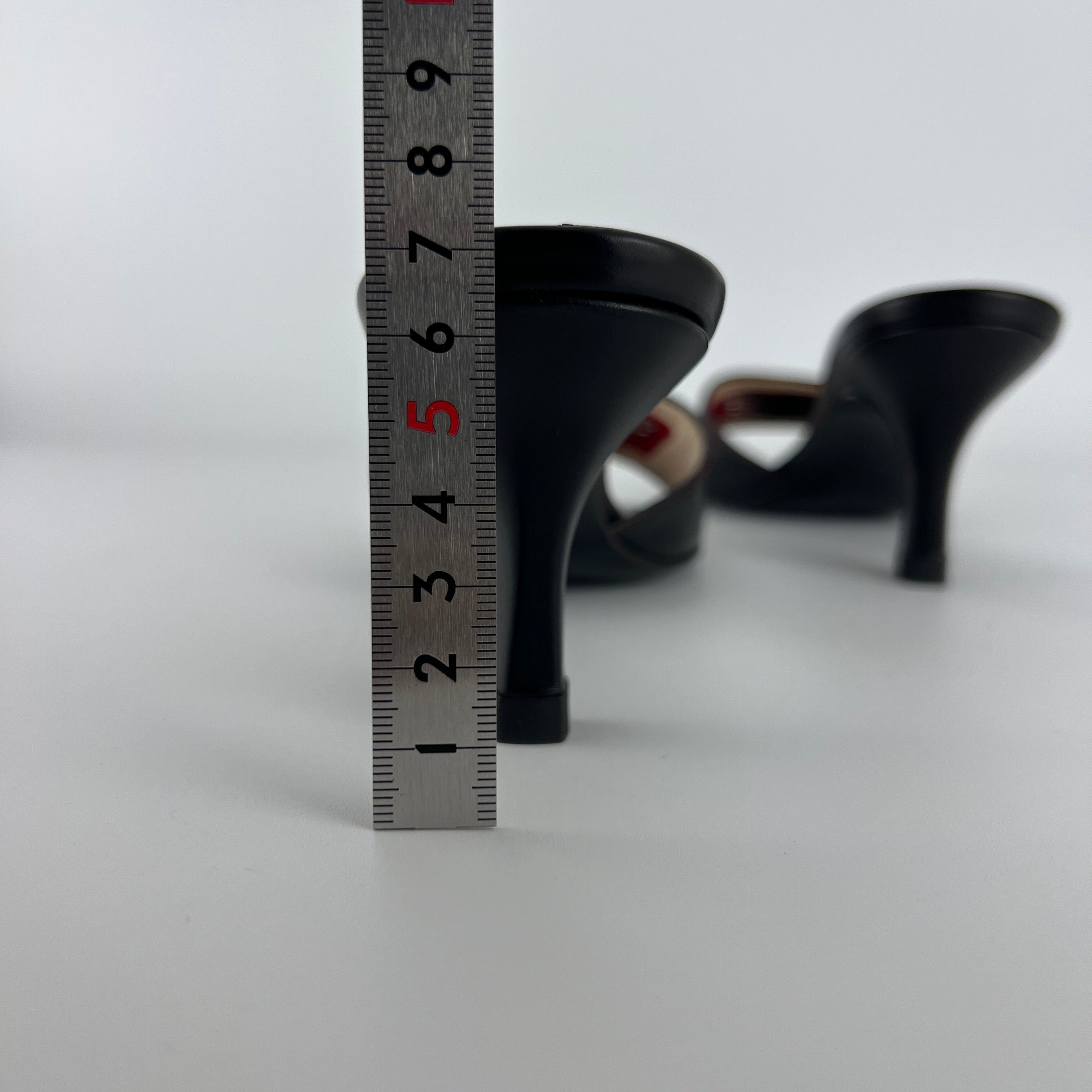 Bruno Magli | Black Leather Red Weave Top Stitch Slide Mules (37)