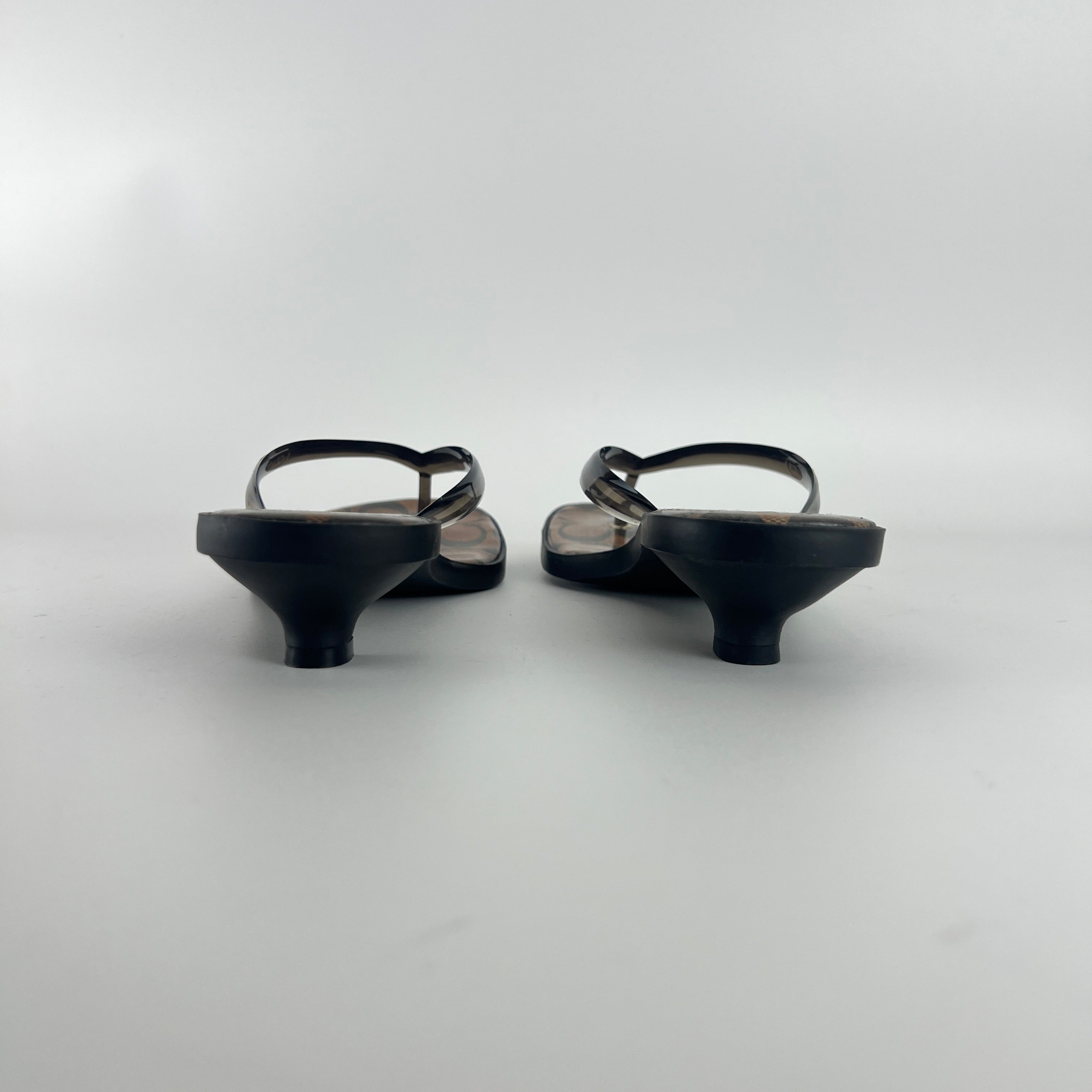 Coach | Monogram Brown Jelly Thong Kitten Heels (9.5 , 39.5)