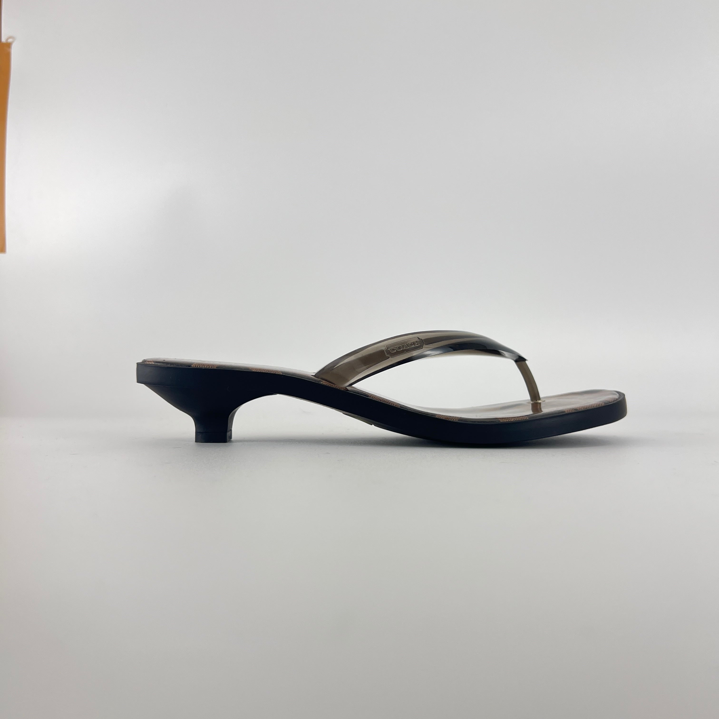 Coach | Monogram Brown Jelly Thong Kitten Heels (9.5 , 39.5)
