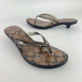 Coach | Monogram Brown Jelly Thong Kitten Heels (9.5 , 39.5)