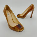Prada | Gold Bronze Sequin Peep Toe Stiletto Heels (36)