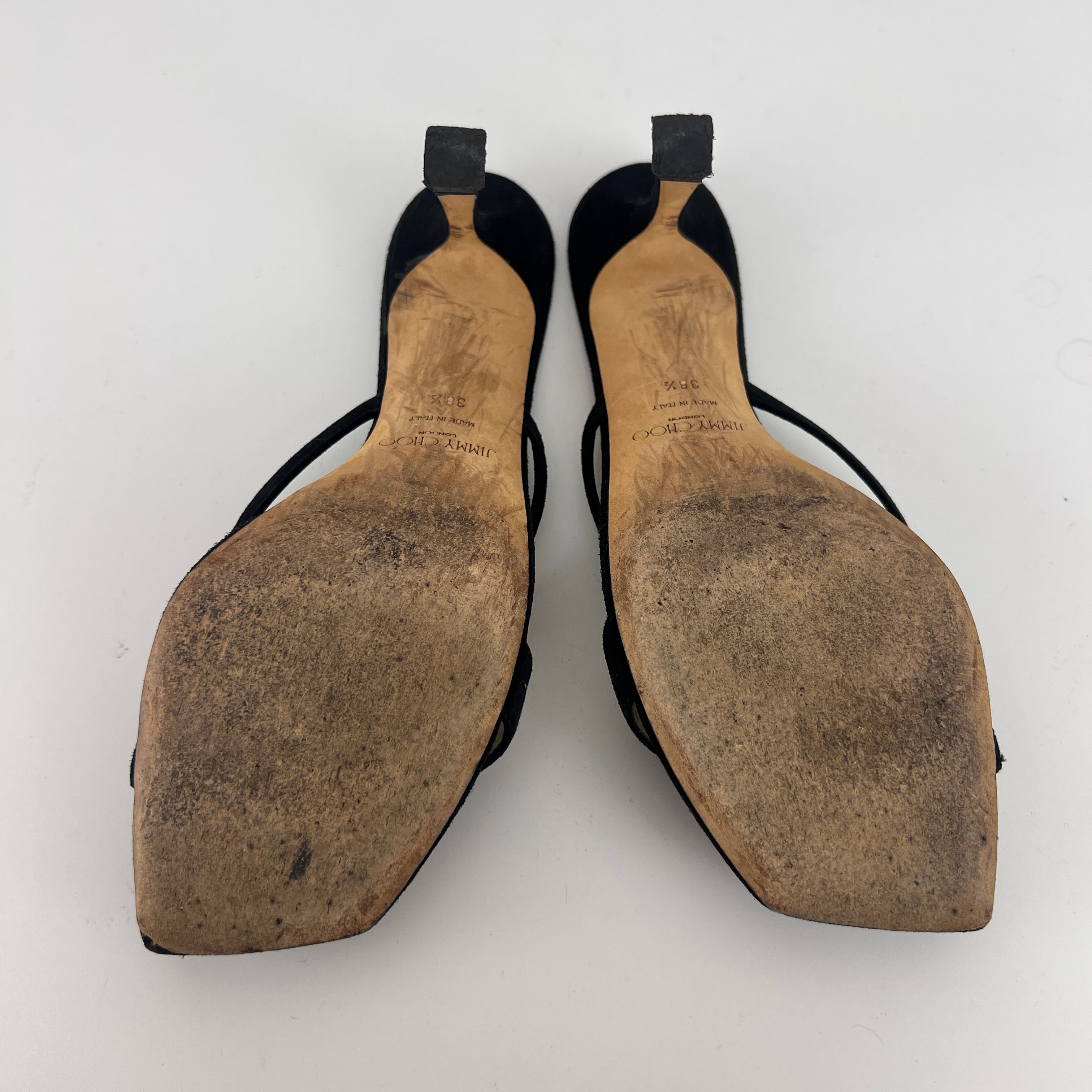 Jimmy Choo | Maelie 70 Black Suede Leather Thong Strappy Sandal Mules (38.5)