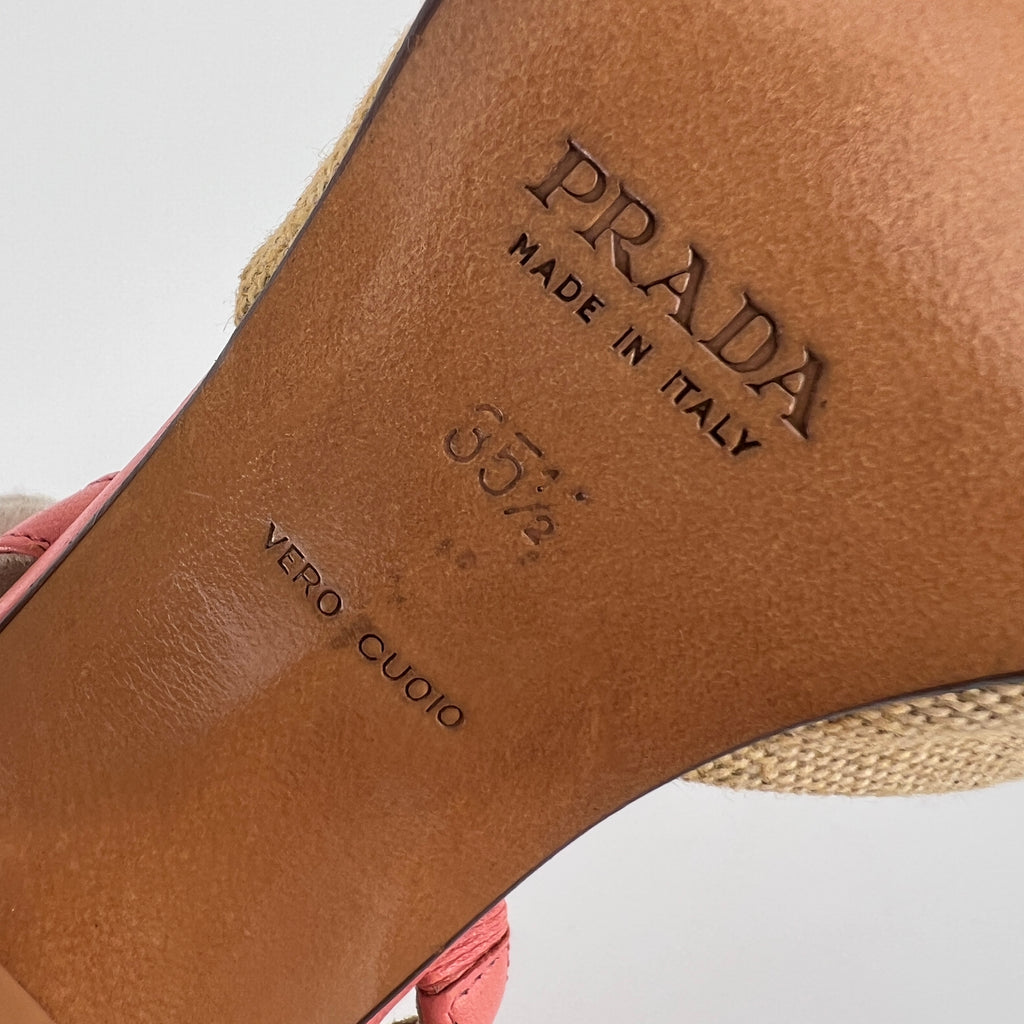 Prada | Vintage Pink Leather Bow Burlap Slingback Heels (35.5)