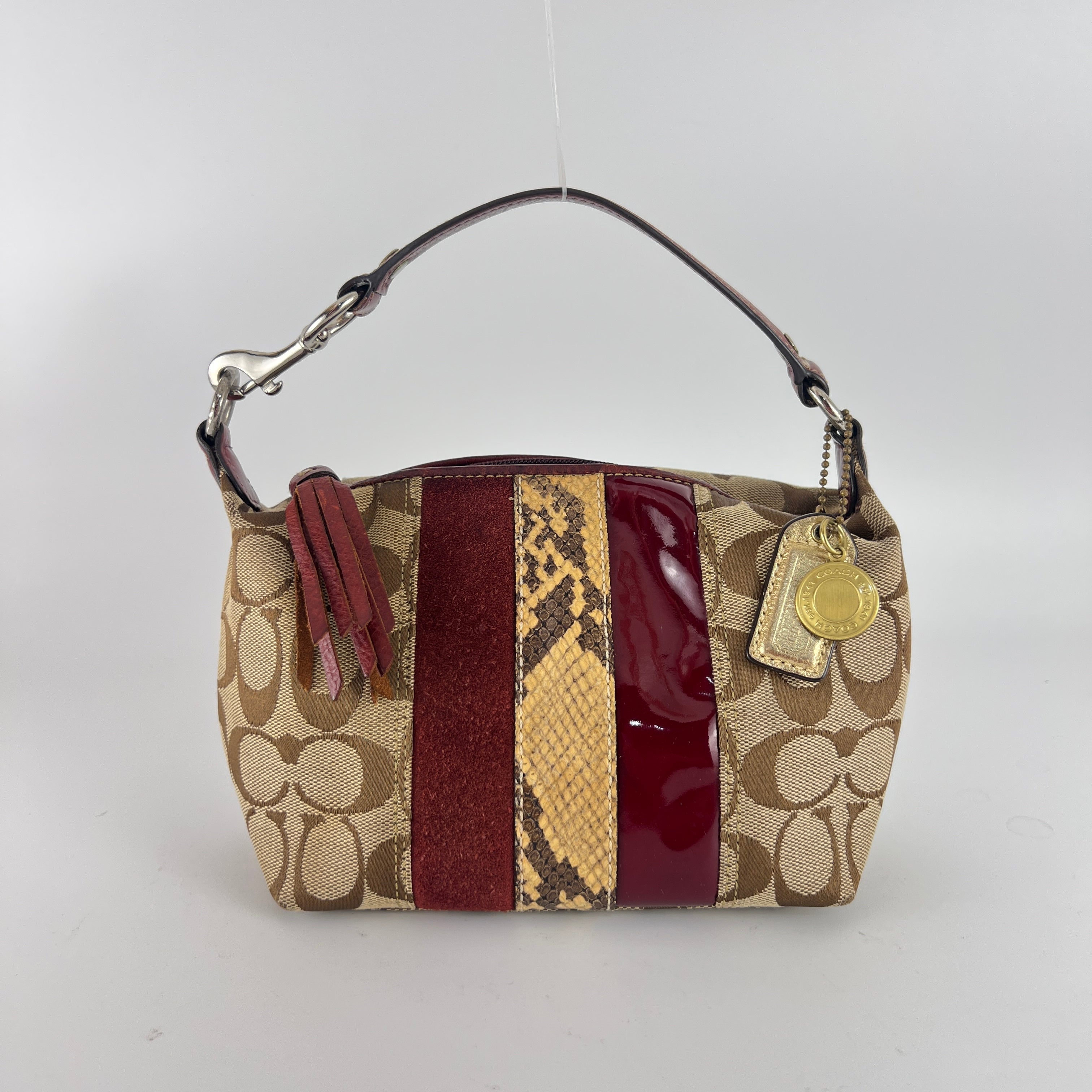 Coach | Vintage Signature Patchwork Python Suede Patent Leather Monogram Hand Bag