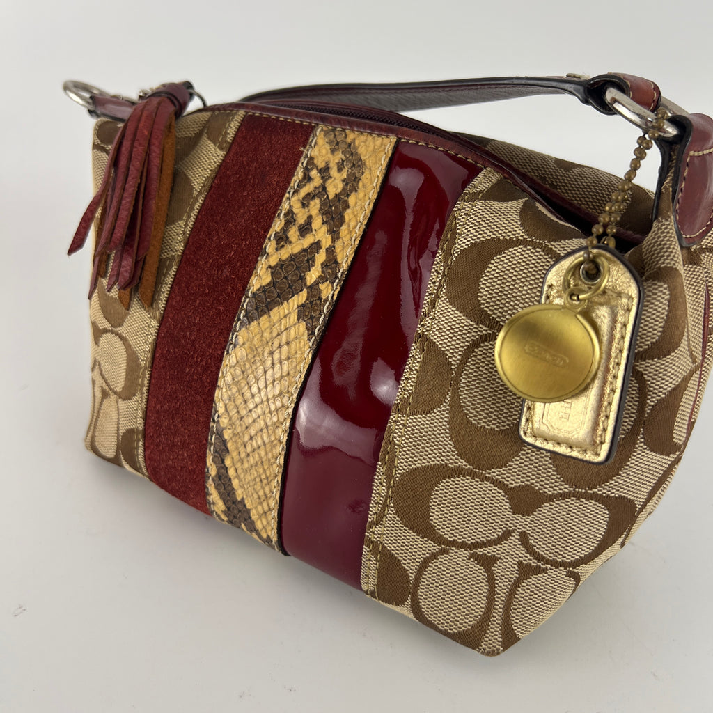 Coach | Vintage Signature Patchwork Python Suede Patent Leather Monogram Hand Bag