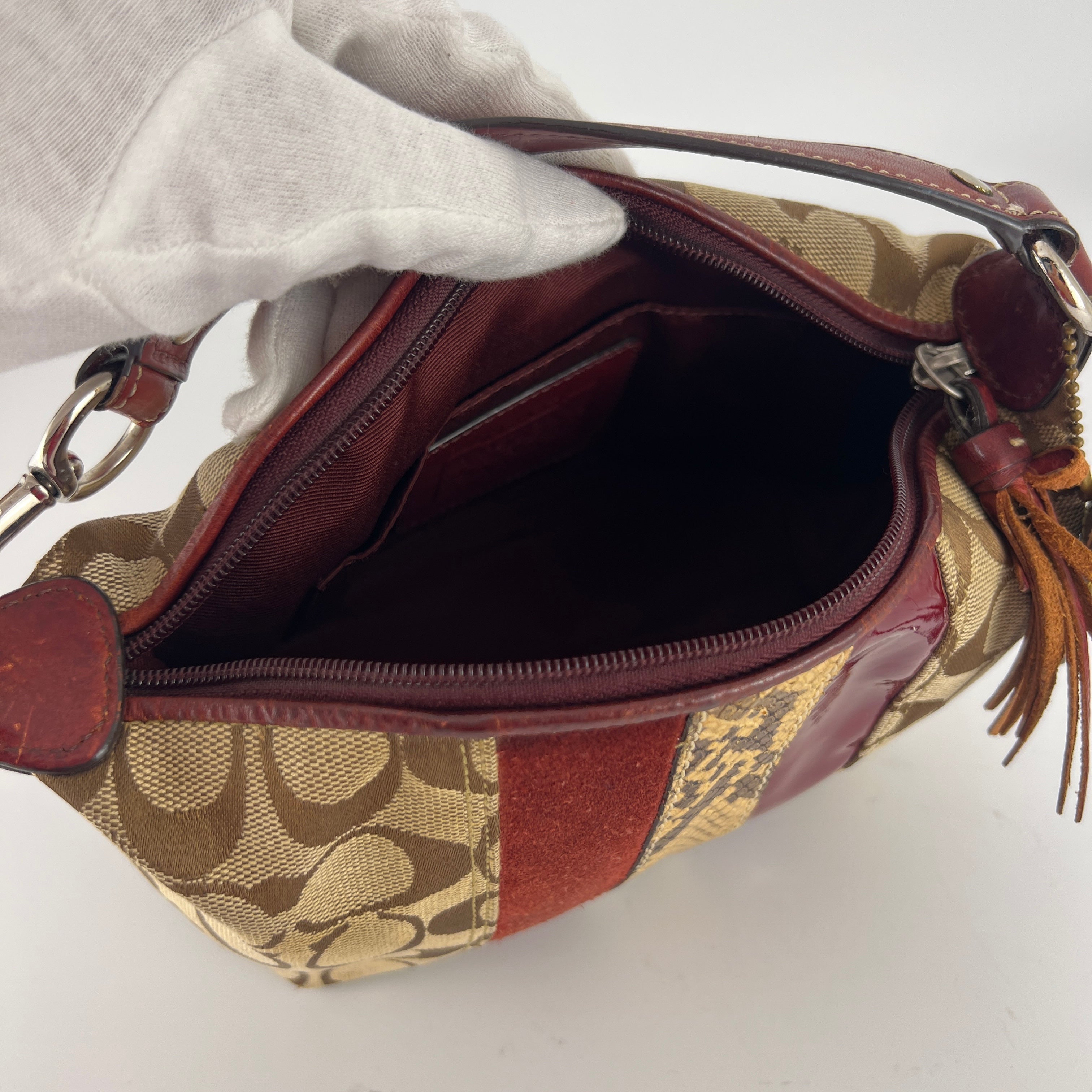 Coach | Vintage Signature Patchwork Python Suede Patent Leather Monogram Hand Bag