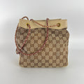 Gucci | Tom Ford Era Vintage GG Monogram Beige Canvas Leather Braid Bucket Bag