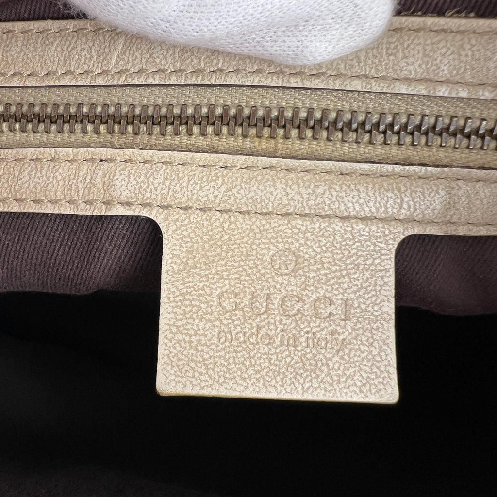 Gucci | Tom Ford Era Vintage GG Monogram Beige Canvas Leather Braid Bucket Bag