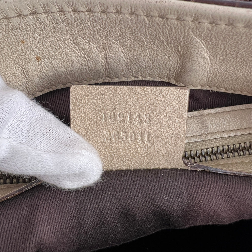 Gucci | Tom Ford Era Vintage GG Monogram Beige Canvas Leather Braid Bucket Bag