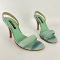 Sergio Rossi | Turquoise Blue Snake Leather Slingback Sandal Heels (35)