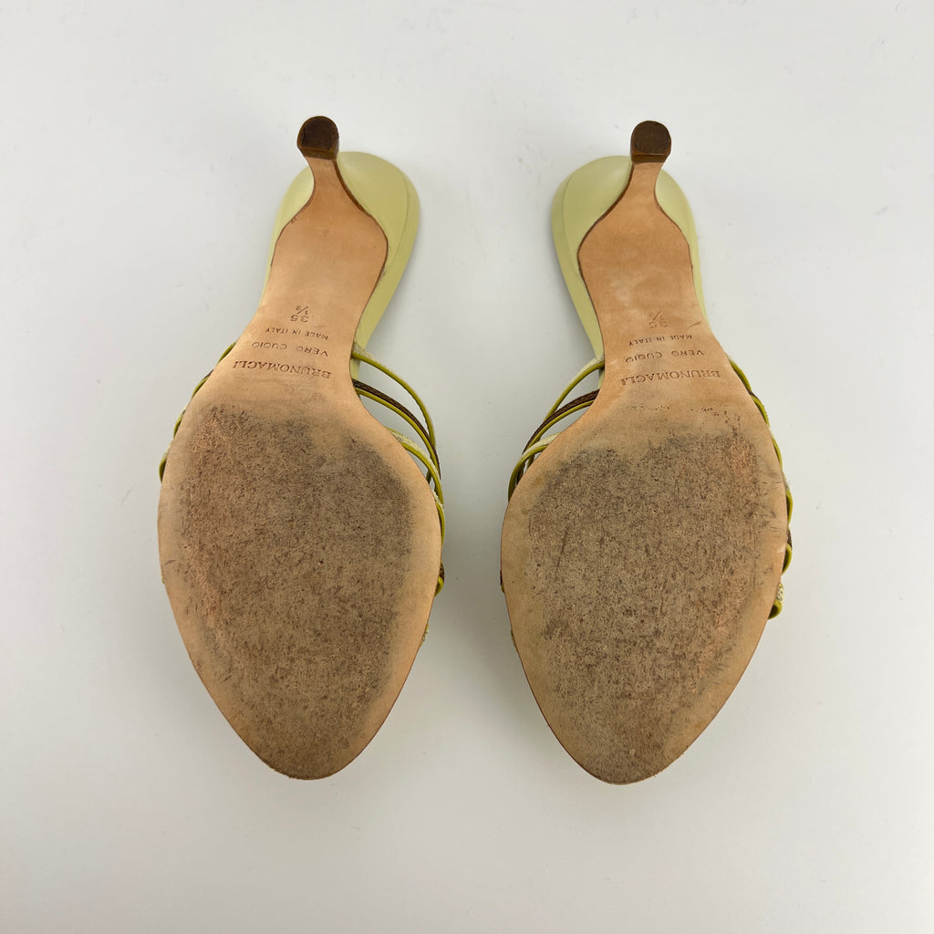 Bruno Magli | Lisandra Green Knot Strappy Leather Slide Mules (35.5)