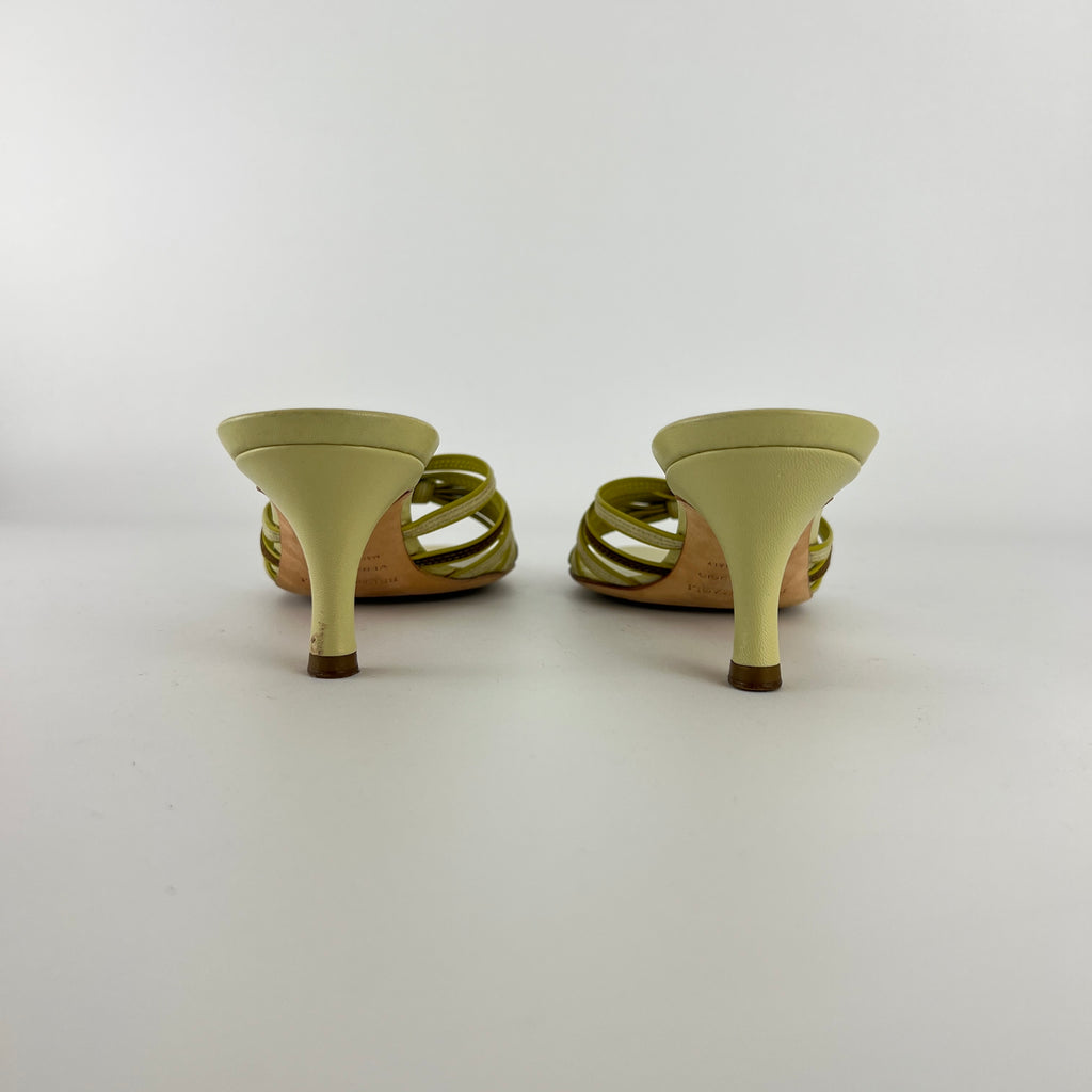 Bruno Magli | Lisandra Green Knot Strappy Leather Slide Mules (35.5)