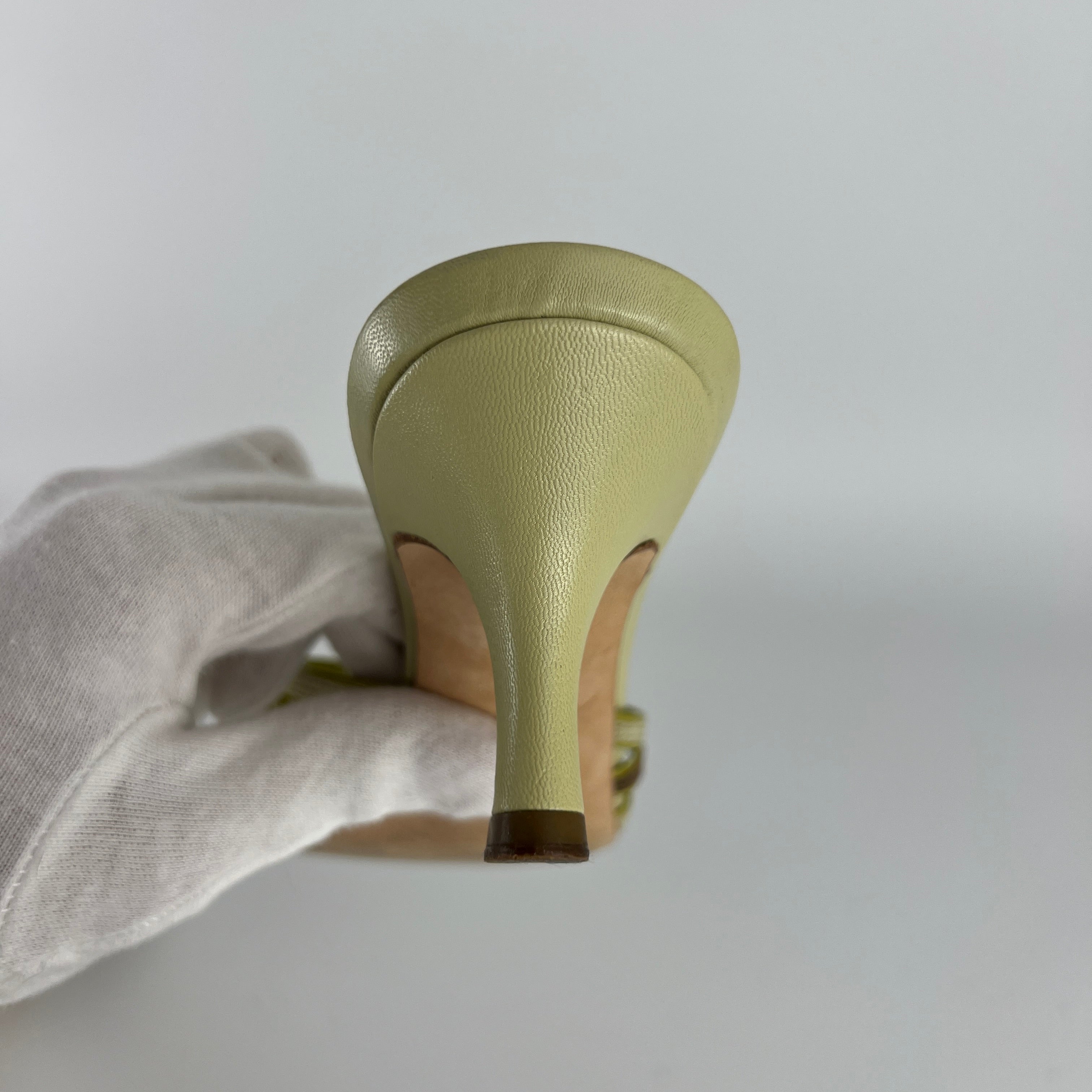 Bruno Magli | Lisandra Green Knot Strappy Leather Slide Mules (35.5)