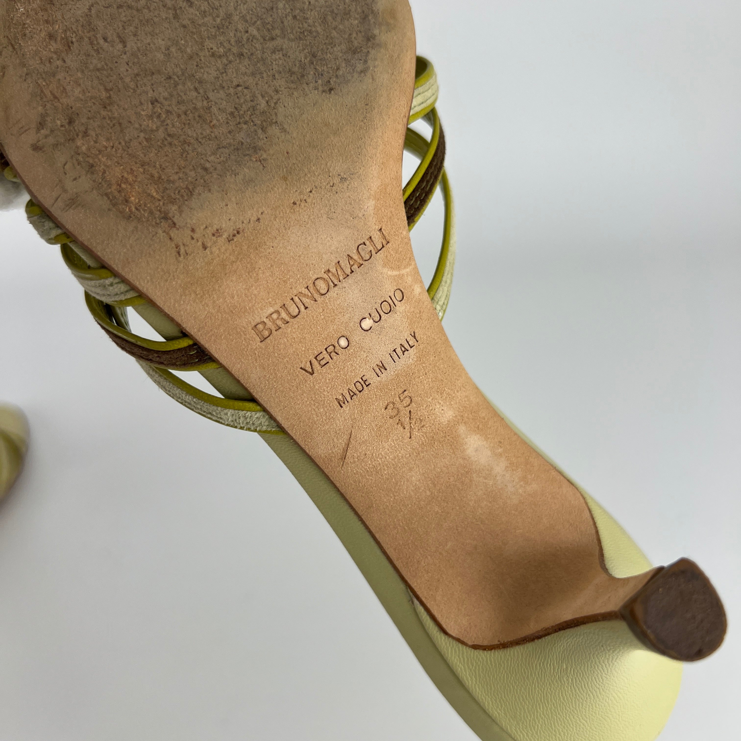 Bruno Magli | Lisandra Green Knot Strappy Leather Slide Mules (35.5)