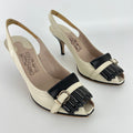 Ferragamo | White Brogue Tassel Slingback Peep Toe Silver Hardware Heels (37)