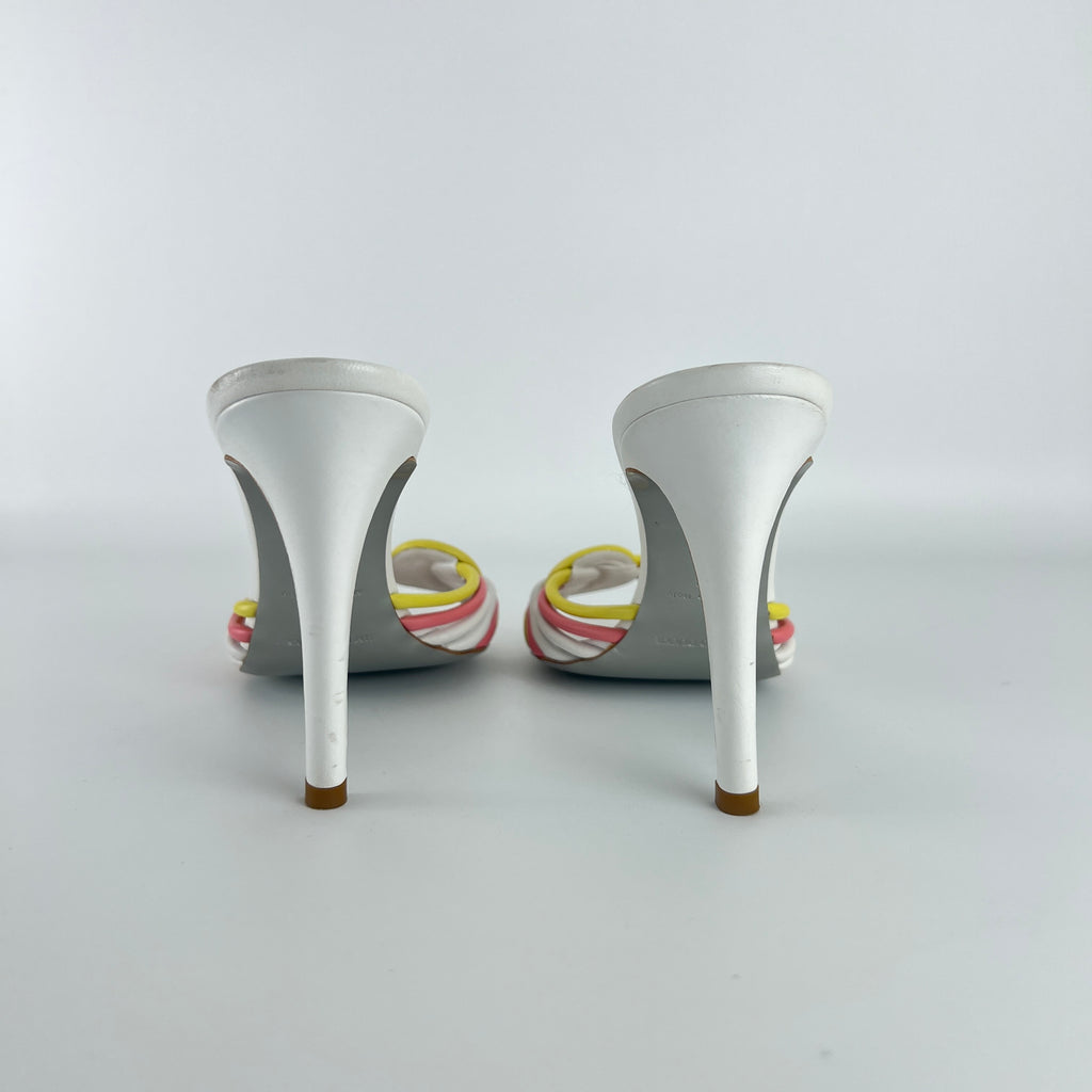 Pucci | Vintage Pink Yellow Twisted Straps Open Toe Mules (38)