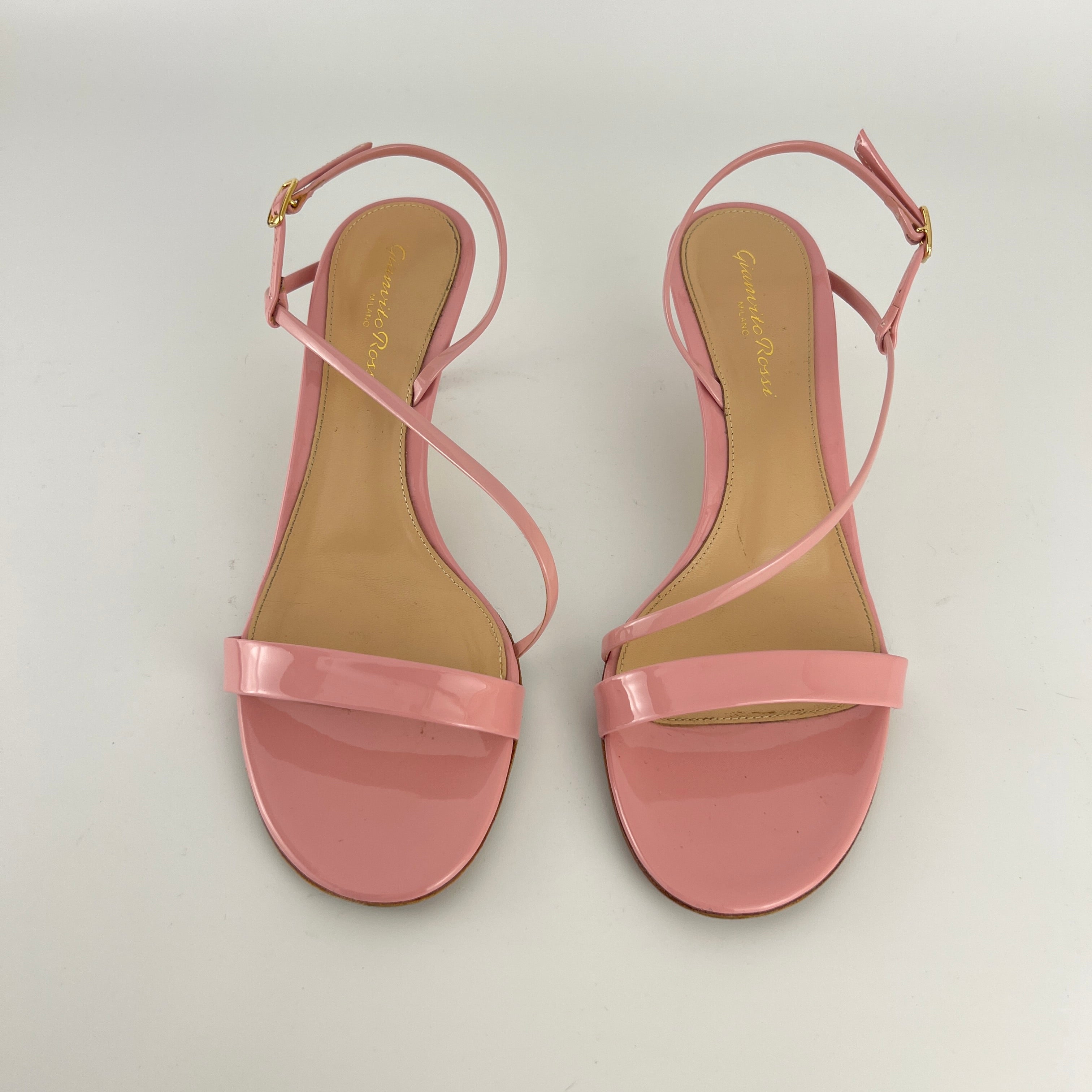 Gianvito Rossi | Manhattan 55 Pink Patent Leather Strappy Sandal Heels (37.5)
